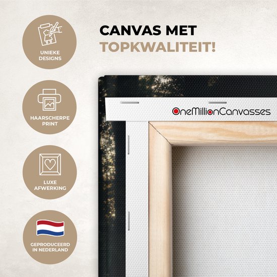 Peinture sur toile 120x80 cm - Décoration murale exclusive Cerf - Ruisseau forestier - Mystique - Décoration murale salon - Décoration chambre - Accessoires chambre - Peintures sur toile