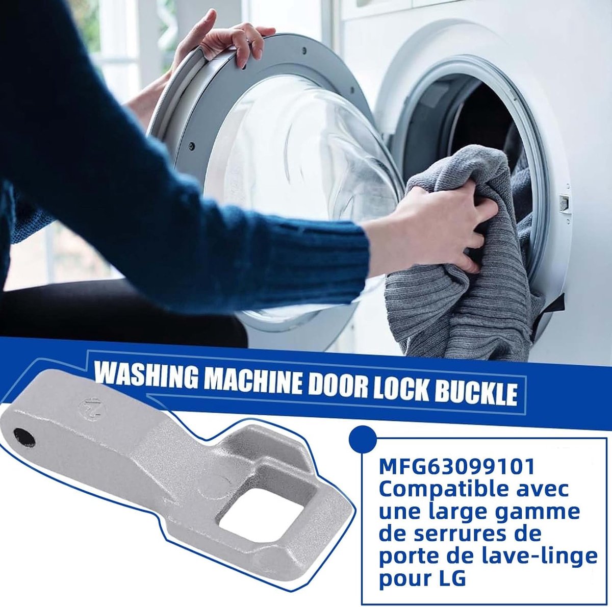 Wasmachineslot - deurhaak - slot voor wasmachine - deurscharnier voor LG - MFG63099101 thumbnail 5