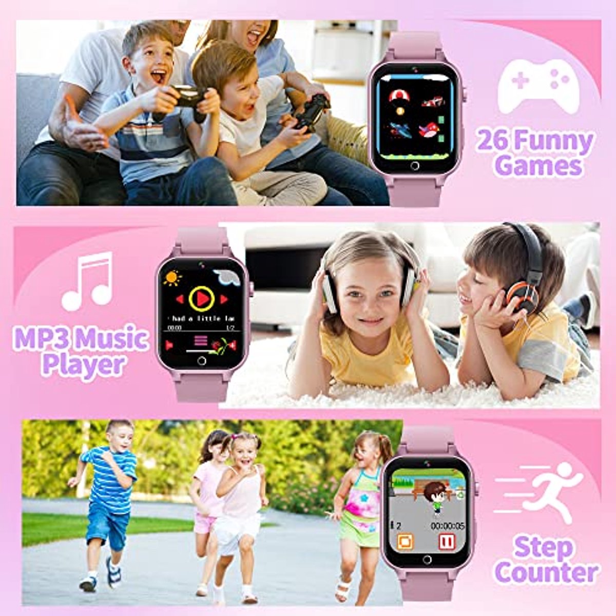 Smartwatch voor kinderen met camera, muziek en educatieve spelletjes