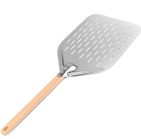 Geperforeerde Pizzaschep 30 cm, Pizzaschep van Hard Geanodiseerd Aluminium, 22 cm set van 4 Rechthoekige Professionele met Verlengde Siliconen Handgreep voor Pizza, Brood, Cake Geperforeerde Pizzaschep 30 cm, Pizzaschep van Hard Geanodiseerd Aluminium, 22 cm set van 4 Rechthoekige Professionele met Verlengde Siliconen Handgreep voor Pizza, Brood, Cake