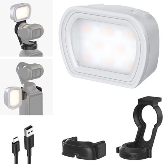Andoer Mini-ledlicht, 192 stuks, voor studio-video, fotografie, dimbaar, draagbare paneellamp, 3200 K / 6000 K, voor Canon-, Nikon-, DSLR-camera en DV-camcorder