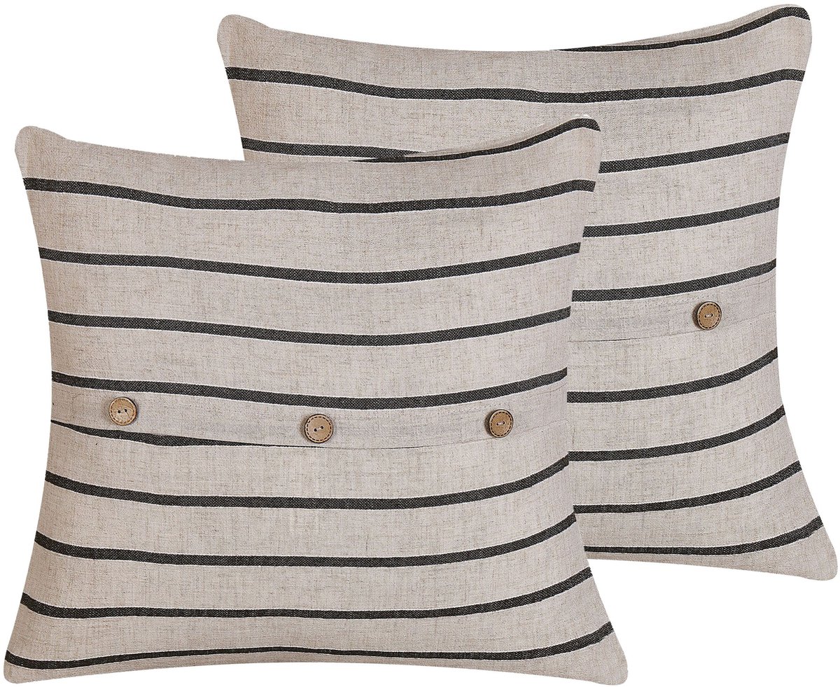 Beliani CYNARA - Sierkussen set van 2 - Zwart - 43 x 43 cm - Katoen