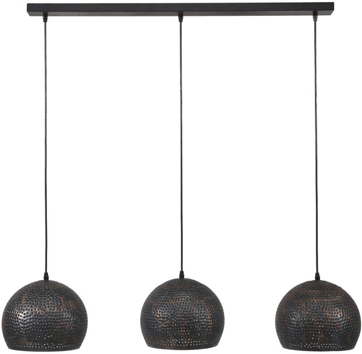 Giga Meubel Hanglamp Punch Bol - Zwart Metaal - 3-Lichts - 110x25x150cm