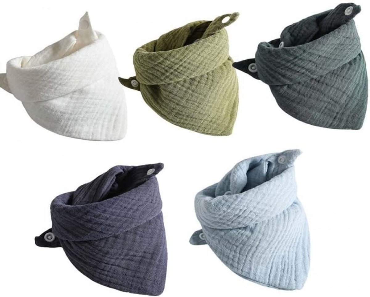 Image of 5 stuks slabbetjes van puur katoengaas voor baby's