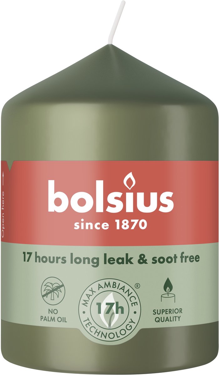 Bolsius Stompkaars 80/58 Fresh Olive (1 stuk) Olijfgroen