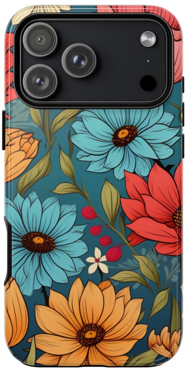 Kleurrijk Bloemenpatroon – Telefoonhoesje Geschikt voor iPhone 17 Pro Max