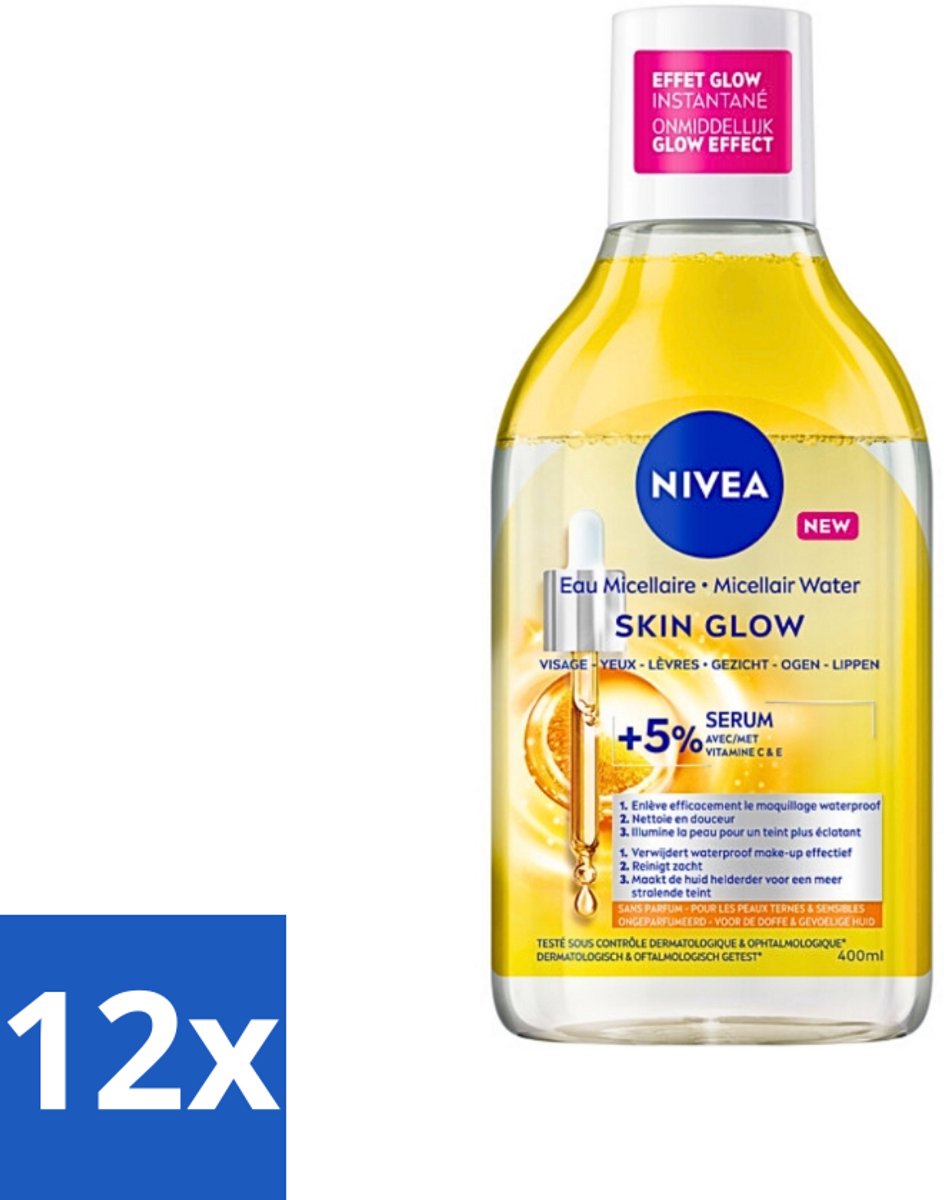 12 x NIVEA - Micellair Water - Serum Verrijkt Stralend - Verwijdert Waterbestendige Make-up - 400 ml - Micellair Water - Reinigingswater - Gevoelige Huid - Doffe Huid - NIVEA