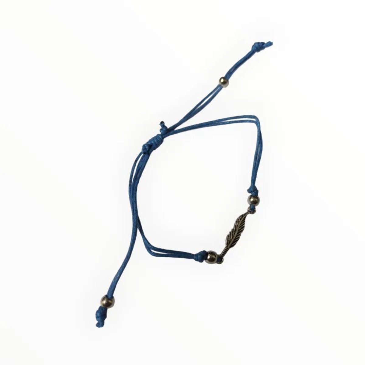 Aramat Jewels | Armbanden | Zilverkleurige Veertjes Armband verstelbaar | Blauw | |2mm | Metaal | Kinderen, Volwassenen | Verkleurd niet