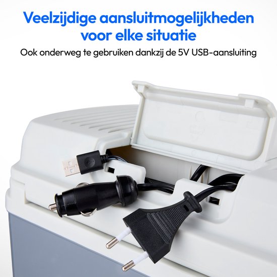 MEDION mobiele koelbox met verwarmingsfunctie (elektrisch, 2in1 koelen en verwarmen, 20 liter, draaggreep, 3in1 aansluiting 5V USB, 230V & 12V autoadapter, voor autotruck camping vakantie tuin festiva van Medion — afbeelding 5