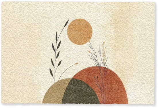 Deurmat 60x40 cm - Droogloopmat Planten - Abstract - Vormen - Mat voor binnen - Schoonloopmat - Deurmatten met print - Inloopmat
