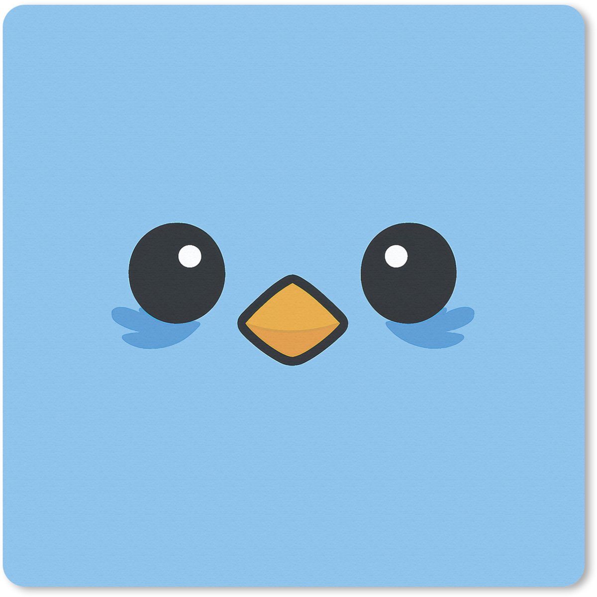 Muismat 20x20 cm - Mousepad Vogel - Blauw - Eenvoudig - Muismatten