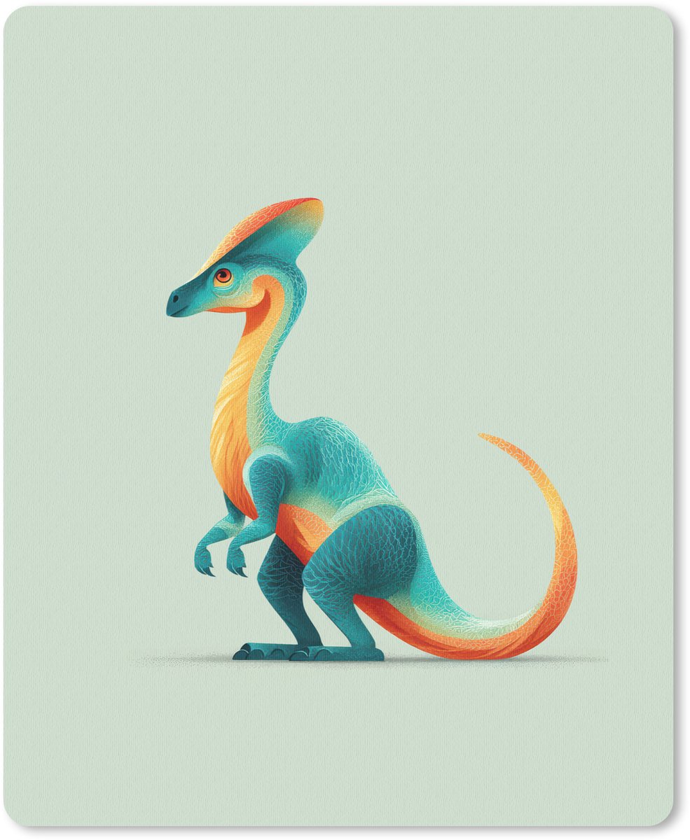 Muismat 19x23 cm - Mousepad Staart - Dino - Minimalistisch - Blauw - Muismatten