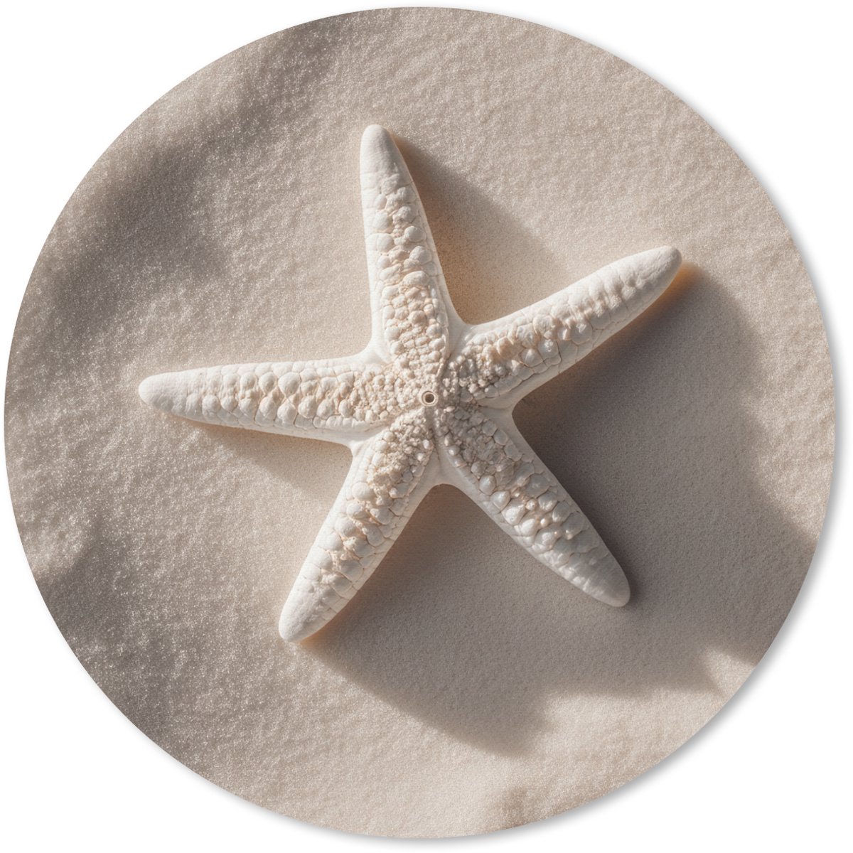 Muismat rond 20x20 cm - Mousepad Strand - Zeester - Zand - Beige - Ronde muismatten