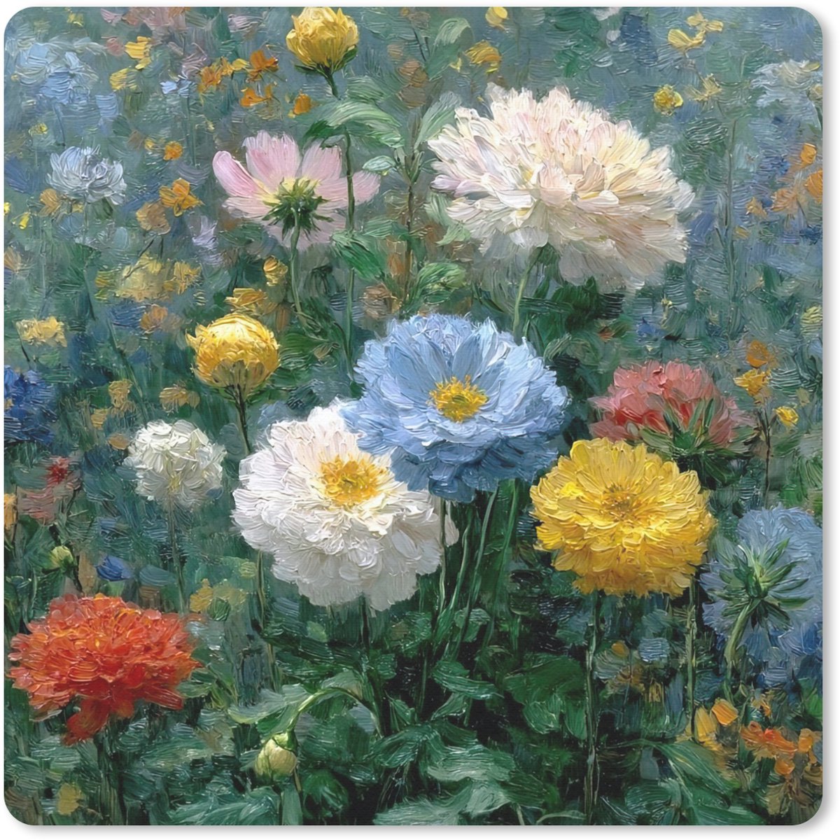 Muismat 30x30 cm - Mousepad Close-up - Veld - Bloemen - Kleurrijk - Muismatten