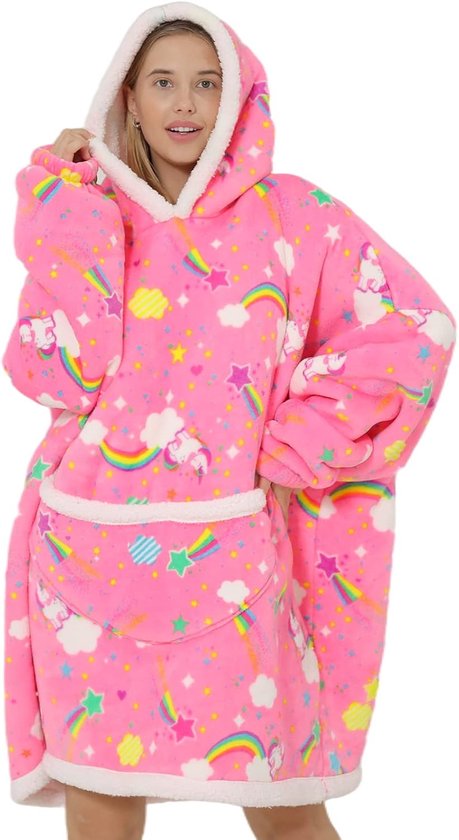 ililmmoe Oversized sherpa-deken met capuchon voor dames en heren, lange comfortabele sherpa-deken, sweatshirt, ruige trui, pluche, warm, comfortabel, eenheidsmaat, lichtbruin, Eén maat ililmmoe Oversized sherpa-deken met capuchon voor dames en heren, lange comfortabele sherpa-deken, sweatshirt, ruige trui, pluche, warm, comfortabel, eenheidsmaat, lichtbruin, Eén maat