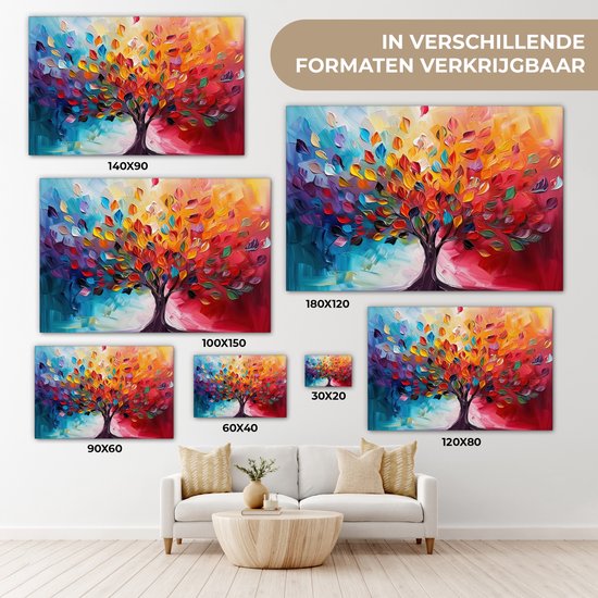 Peinture sur toile 120x80 cm - Décoration murale Arbre - Arbre de vie - Coloré - Abstrait - Décoration murale murale salon - Décoration chambre - Accessoires de chambre - Peintures