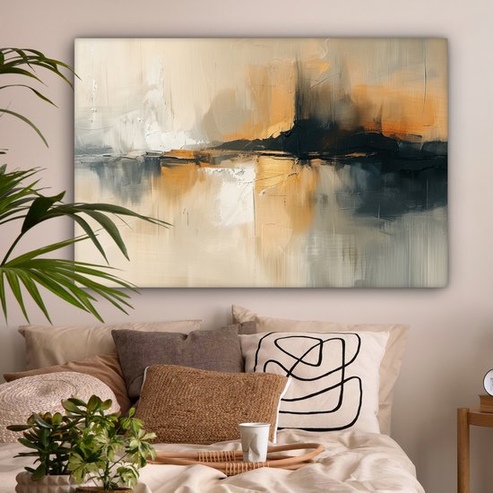 Peinture sur toile 120x80 cm - Décoration murale Moderne - Abstrait - Or - Zwart - Décoration murale salon - Décoration chambre moderne - Tableaux abstraits