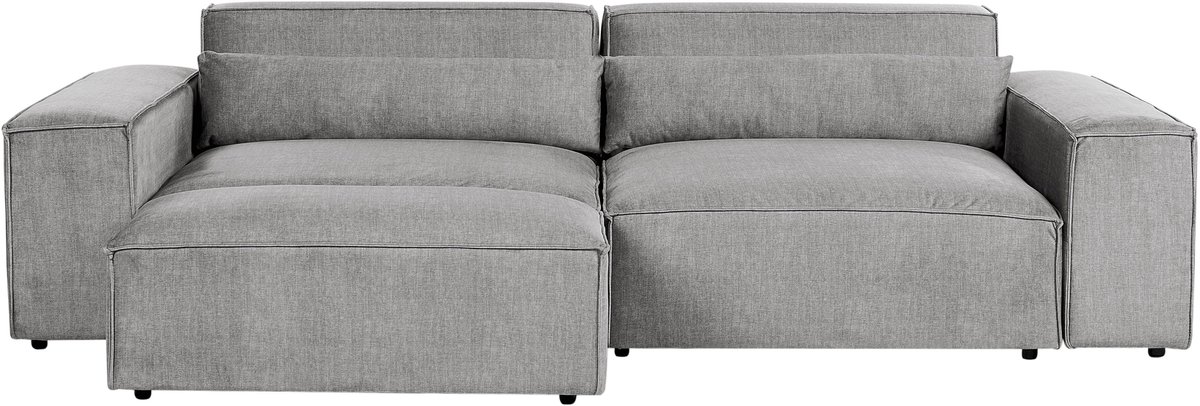 HELLNAR - Tweezitsbank met ottomaan - Grijs - Polyester