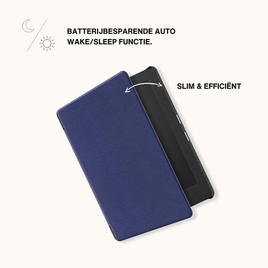 Lunso Geschikt voor Kobo Aura One Slim hard case hoes (7.8 inch) - sleepcover - Donkerblauw van Lunso — afbeelding 4