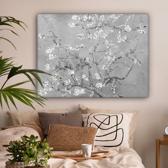 Tableau sur toile Fleur d'amandier - Art - Van Gogh - Grijs - 120x90 cm - Décoration murale