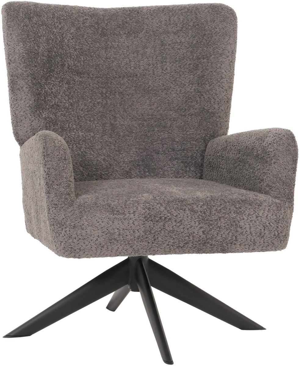 MCW Lounge fauteuil MCW-N65, cocktail fauteuil gestoffeerde fauteuil relaxfauteuil, draaibaar, stof/textiel chenille metaal ~ donkergrijs