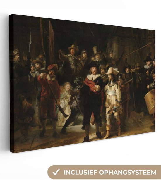 Peinture sur Toile La Ronde de Nuit - Art - Maîtres Anciens - Rembrandt - 150x100 cm - Décoration murale
