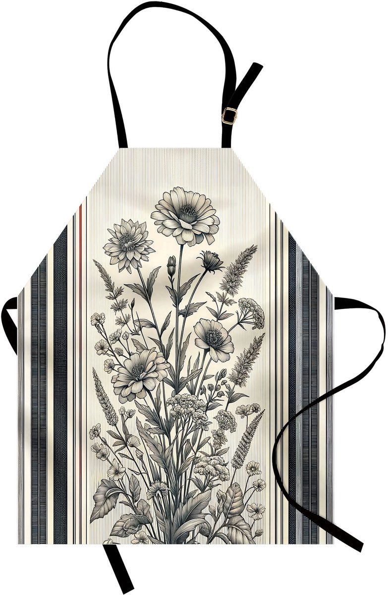 New Bed Gestreept Kunst Klassieke Bladrijke Bloemen Waterdicht Schort voor Dagelijks en Professioneel Gebruik, 78x66cm