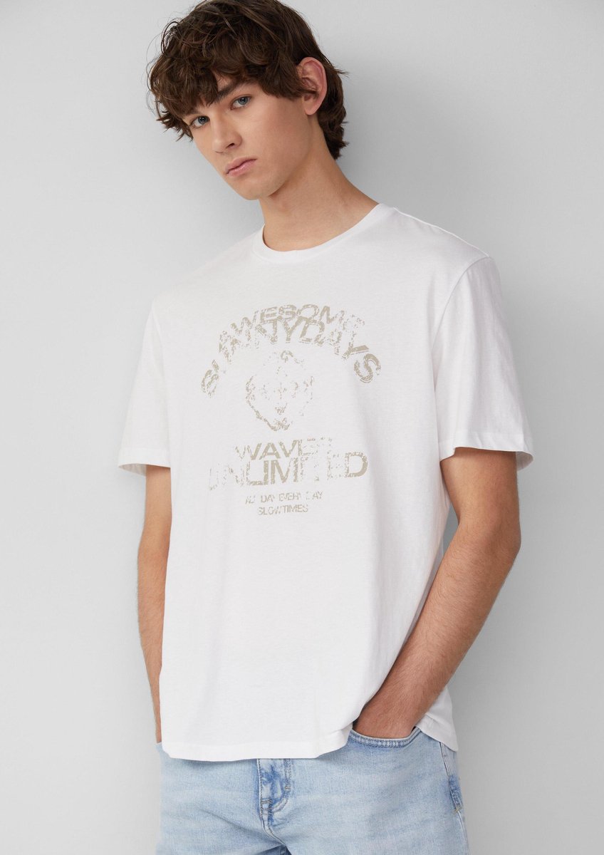 Q/S designed by - Heren t-shirt - Maat M - Mannen - 01D2 WHITE - katoen