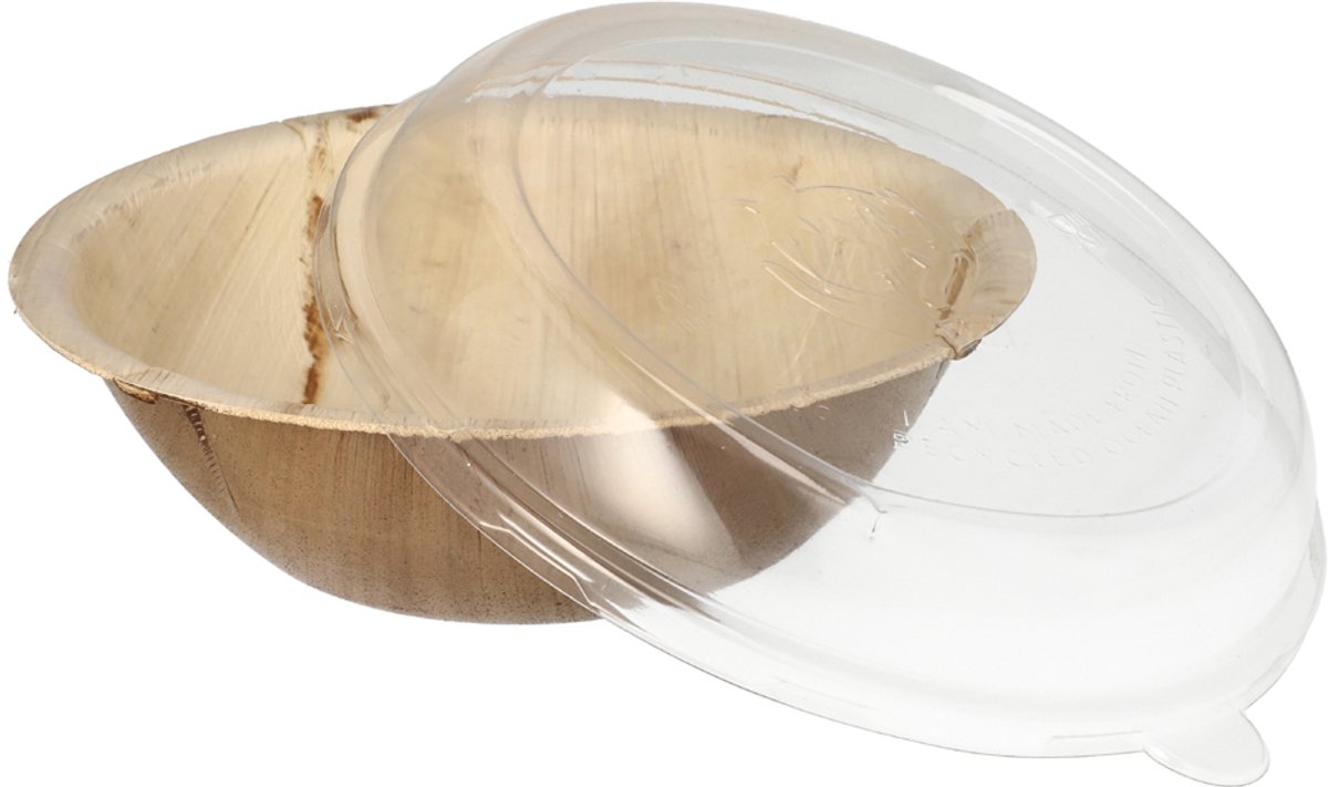 Image of 10 Schalen, Palmblad rond 800 ml Ø 21 cm · 8,5 cm met rPET deksels
