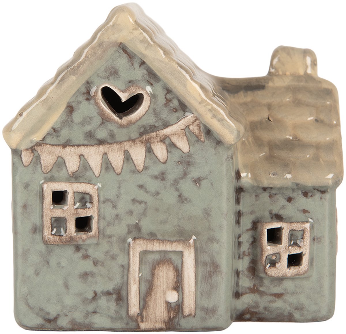 Decoratie Huis met LED LED 8x6x8 cm Groen Keramiek