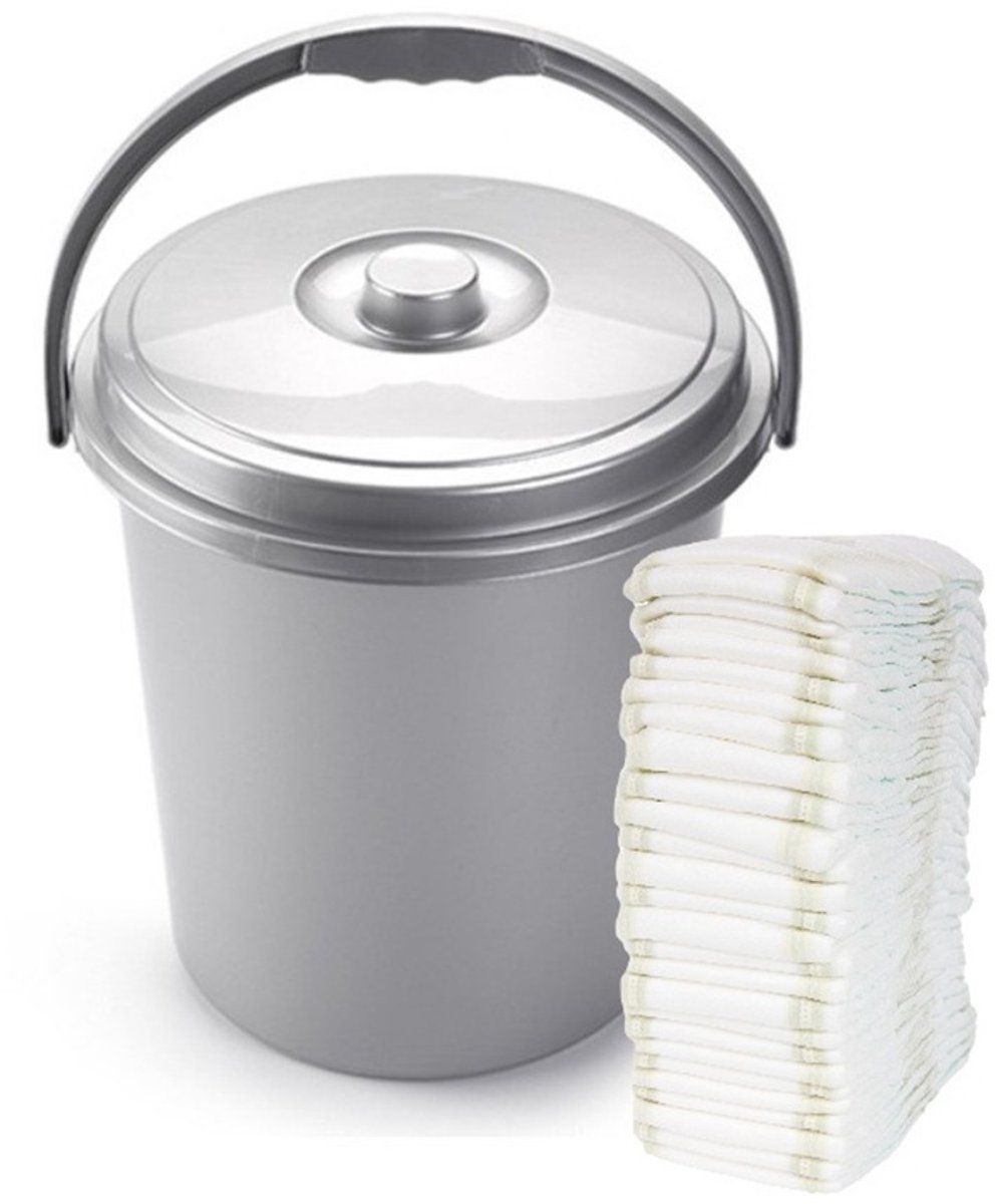 Plasticforte Luiers emmer - zilvergrijs - 21 liter - kunststof - met deksel