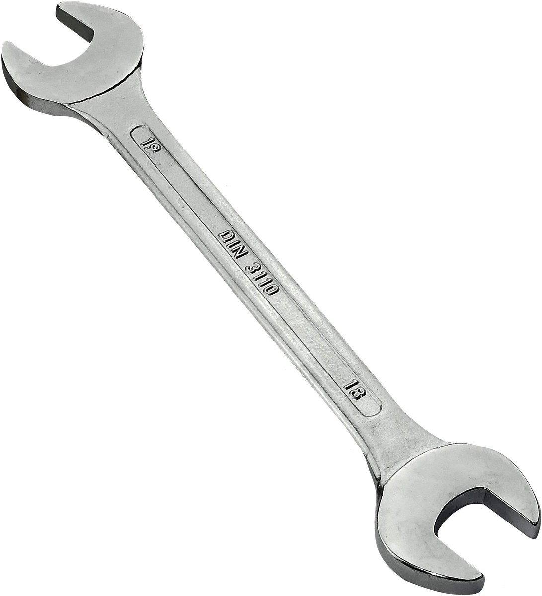 Dubbelringsleutel 18x19 mm met ergonomische handgreep in zilverkleur, voor stevig en comfortabel gebruik bij diverse klussen