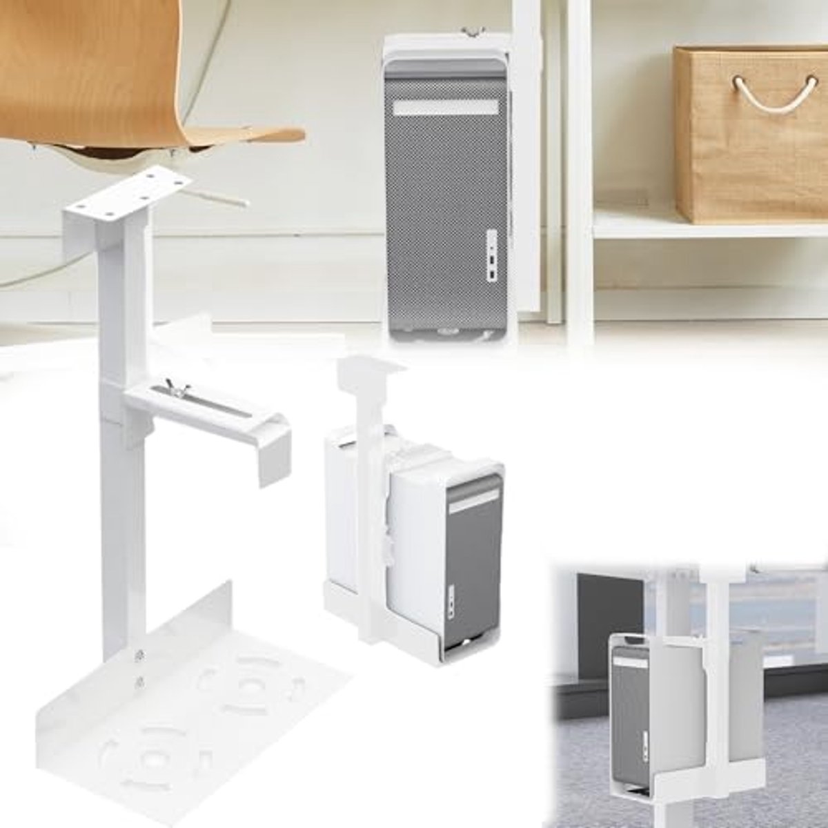 Ruimtebesparende CPU Beugel voor Onder Bureau - Verstelbare PC Stand met Ventilatie