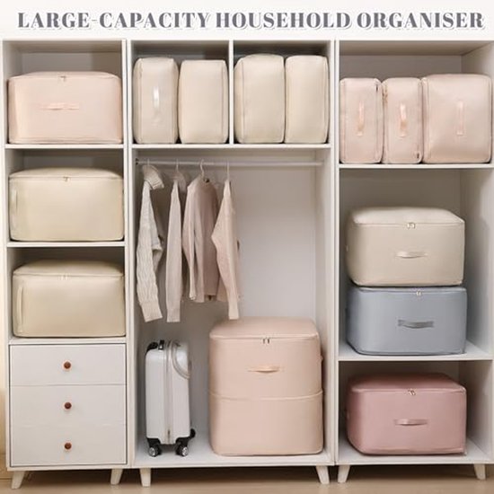 Ruimtebesparende Zelfcomprimerende Organizer voor Kleding en Dekbedden - Grijze Opbergtas (54 x 42 x 60 cm) — afbeelding 2