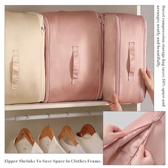Ruimtebesparende Zelfcomprimerende Organizer voor Kleding en Dekbedden - Grijze Opbergtas (54 x 42 x 60 cm) — afbeelding 5