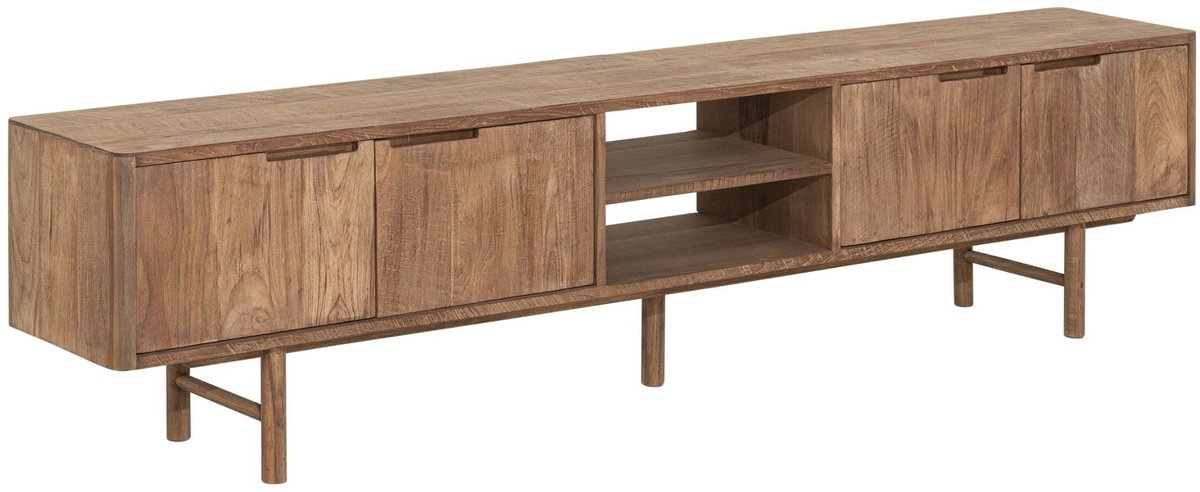 DTP Home TV stand Bliss No.2 large, 4 doors, 2 open racks,50x210x35 cm | TEAKWOOD top Naturel