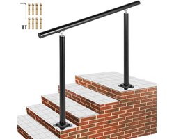 VEVOR Trapleuning Leuningen voor Trappen Lengte 121,9 cm, Aluminium Leuning Hoogte 86,4 cm, Stairs Outdoor Handrail, 2 mm Dikke Leuning, Leuningen voor Buiten en Binnen, Verstelbaar Bereik met Zwart