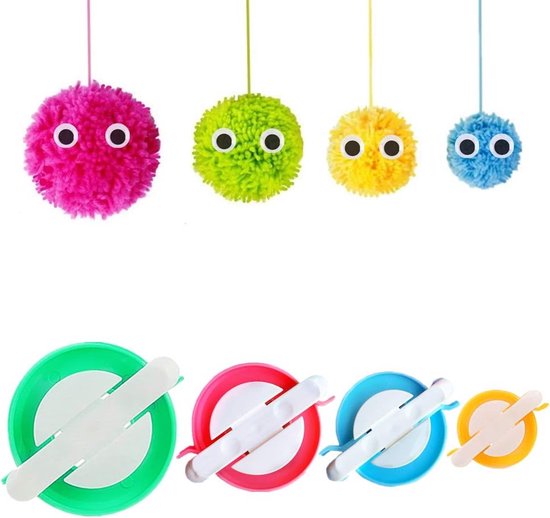Pom Pom Maker - 4 Sizes Pompoms Makers - Fluff Ball Weaver - Needle Craft DIY Woolen Knitting - Craft Tool Set Decoration voor Kids en Adults