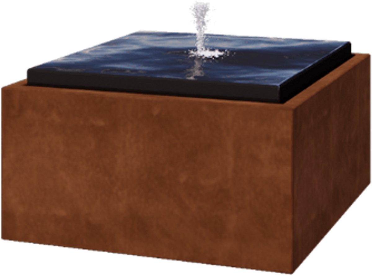Cortenstaal watertafel - Orin - 80x80x40cm - Roestkleur - Exclusief LED-verlichting - MySteel