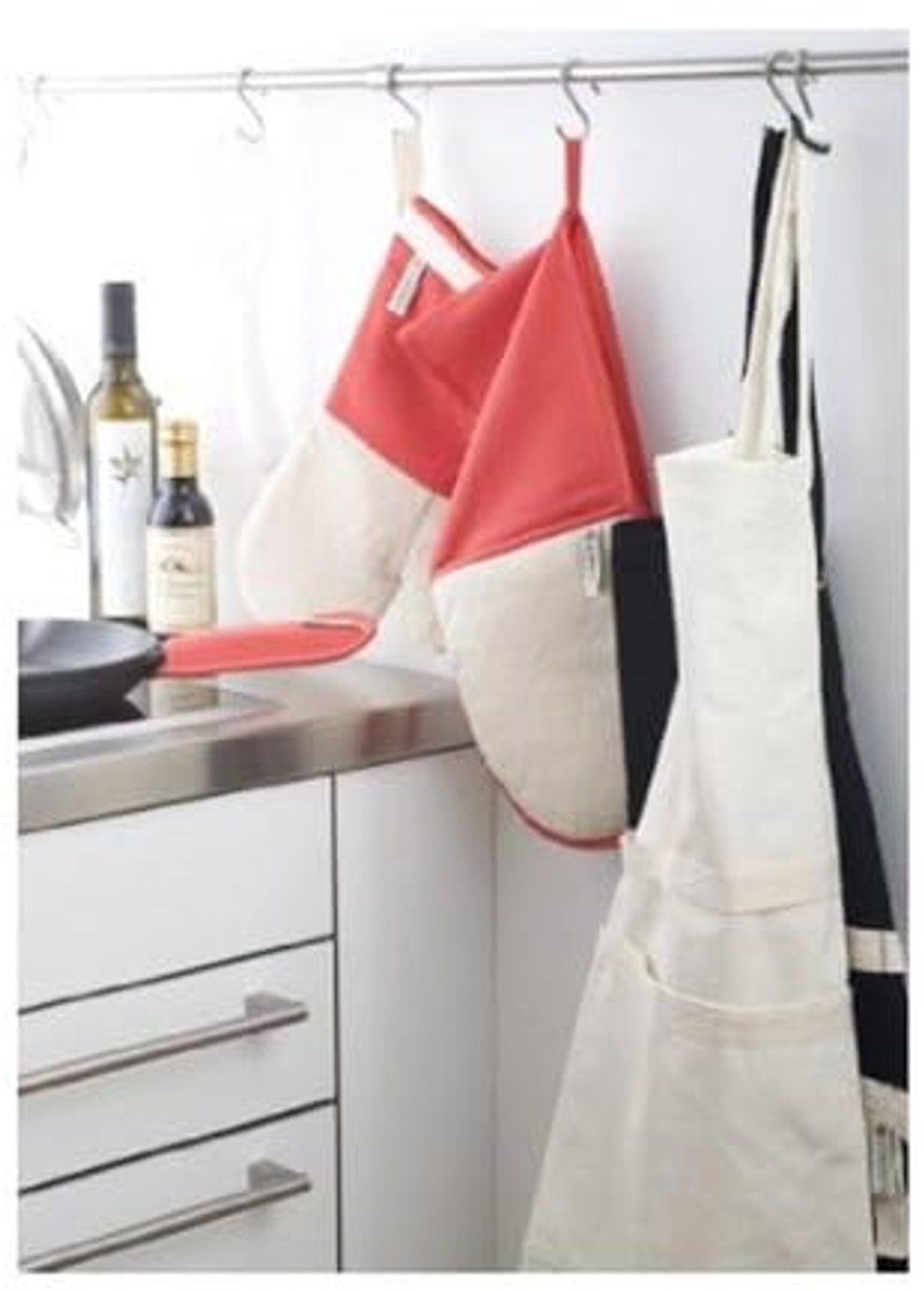 Hittebestendige dubbele ovenwanten, vlekafstotend, rood