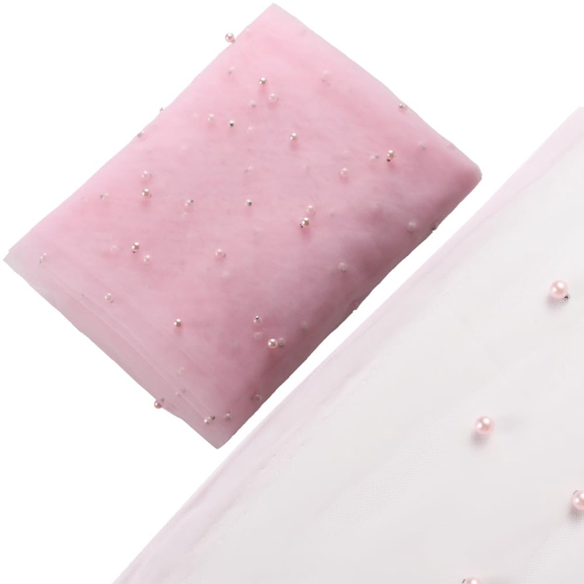 1,6 x 2 m roze mesh tafelloper, roze bruidssluier tafelkleed van parelmoer tule en kant, trouwboogdecoraties, chiffon hoezen voor verjaardagsboog, evenementen en eettafels
