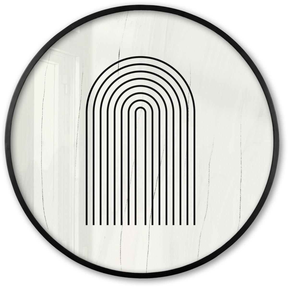 FrameYourWall Poster in lijst Rond - Fotolijst 80x80 cm - Posters - Kunst - Boog - Zwart - Wit - Ronde posterlijst zwart - Decoratie - Wanddecoratie woonkamer - Muurdecoratie slaapkamer Multicolor