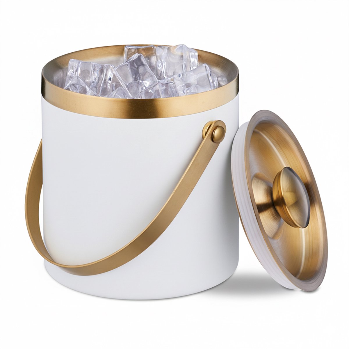 IJsemmer- dubbelwandig - met deksel - 1,5 l - rvs - wit-goud