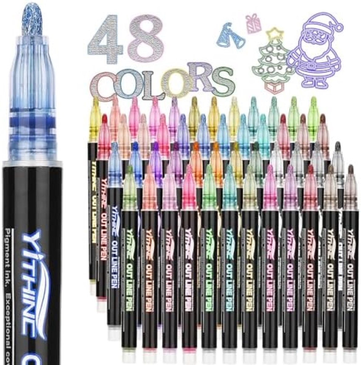 Lenski Cadeaus voor tienermeisjes, verjaardagscadeaus, 48 glitterpennen, omlijningsstift, kousvullers voor kinderen, kunst en ambacht voor kinderen, geschenken voor meisjes van 4-13 jaar, kleurstiften