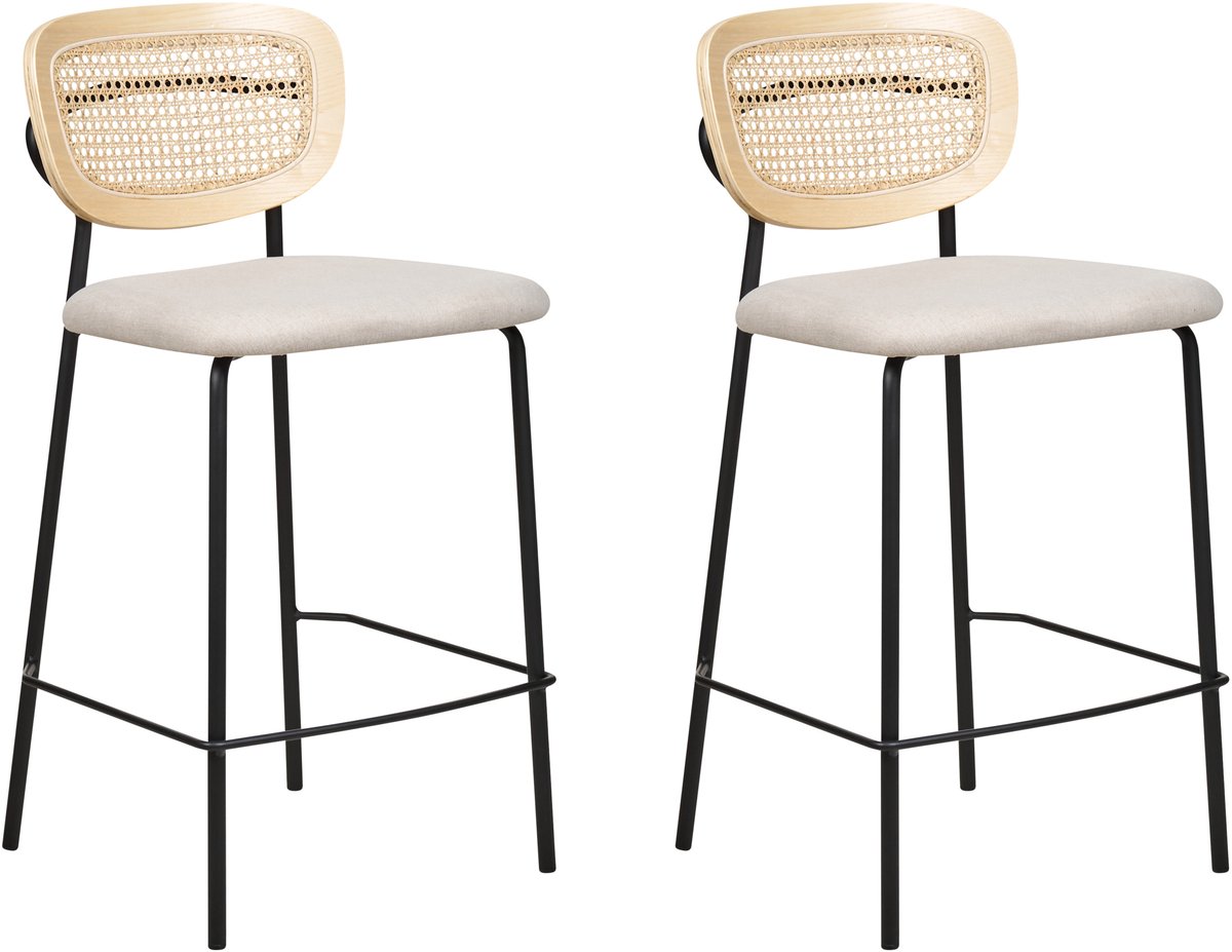 MAYETTA - Barkruk set van 2 - Lichtbeige - Polyester