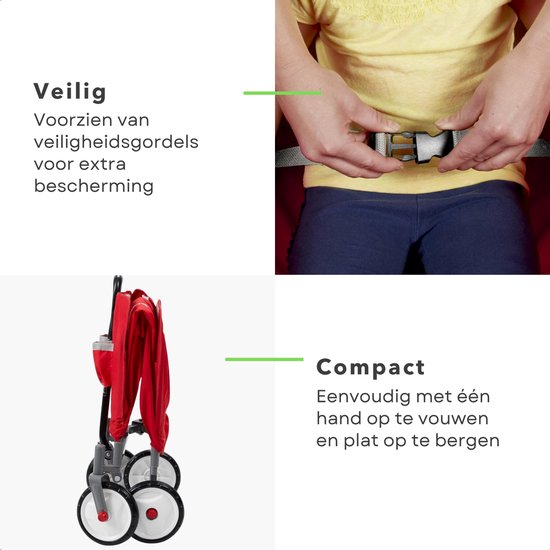 Cheqo® Opvouwbare Bolderkar - Bolderwagen - Rood - Opbergvak - Plat Opvouwbaar - Gemakkelijk Op Te Vouwen - 2 Bekerhouders - Transportkar - Eenvoudig Op Te Bergen - Strandkar van Cheqo — afbeelding 2