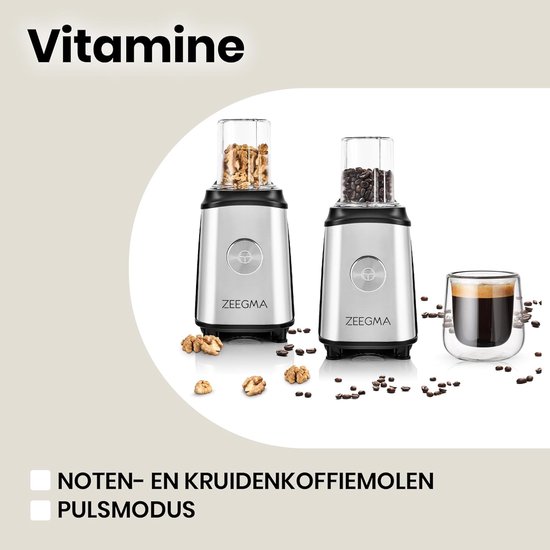 Multifunctionele 4-in-1 blender met 1050W, 1 liter kan en 2 sportflessen - Elektrische juicer, koffiemolen en smoothiemaker van Merkloos — afbeelding 5