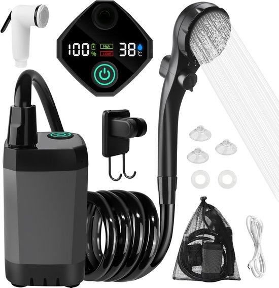 Spopal Camping douche met pomp, [8000mAh] Draagbare campingdouche