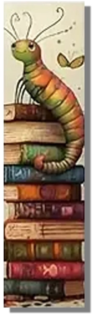 Boekenlegger Boekenwurm – Bladwijzer - Dubbelzijdig – 15 × 4 cm – Stevig karton