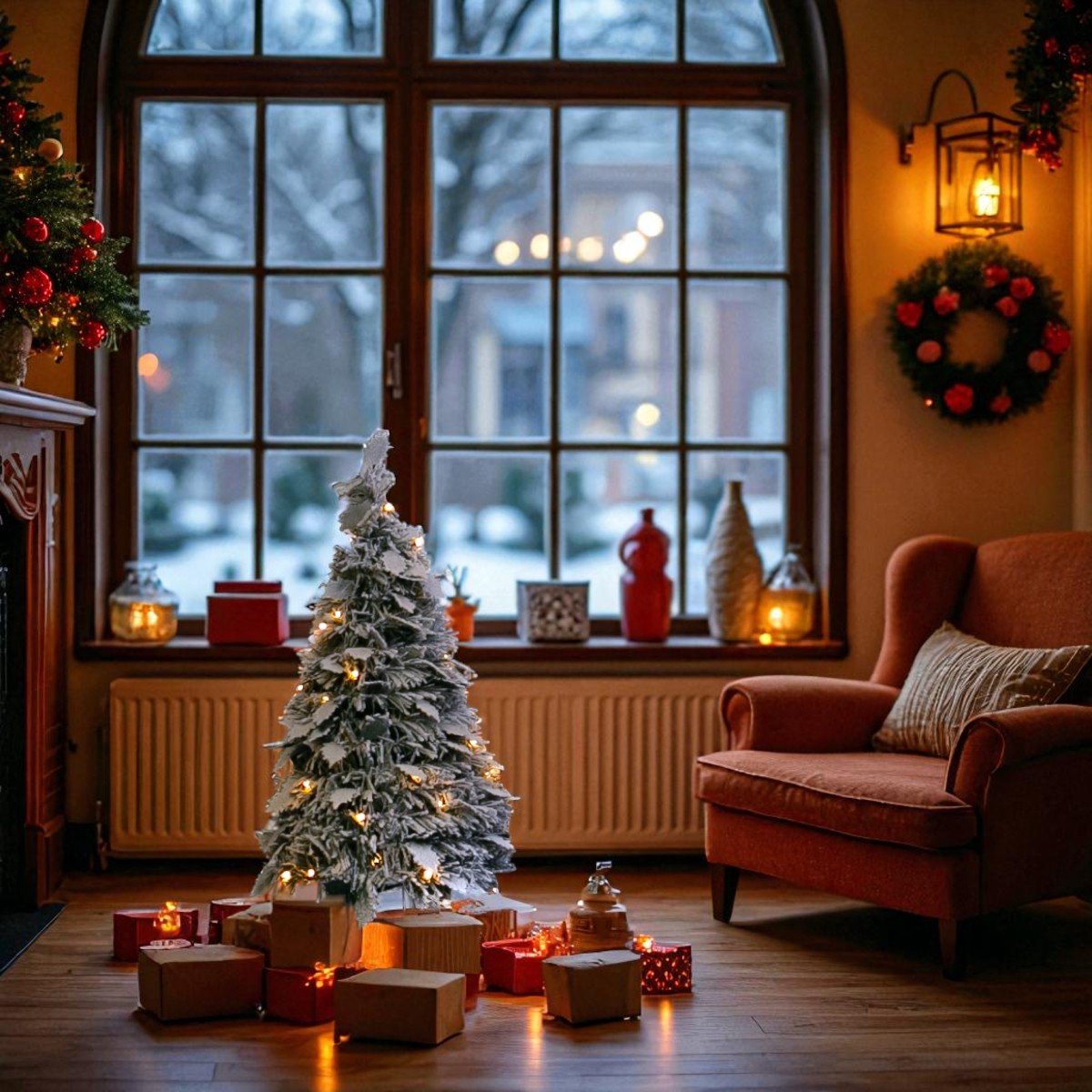 Pop-up kerstboom 45 cm met sneeuw en 25 LED’s